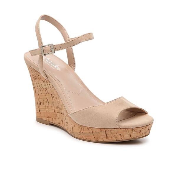 Charles David Women’s 10 Tan Lambert Cork Wedge Open Toe Sandals NEW - Picture 1 of 9